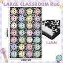 7.6x12 ft Large Smile Face Classroom Rug Happy Face Educational Area Mat Composition Notebook Play Carpet Back to School Learning Mat for Preschool Playroom Nursery Kindergarten(Black and White)