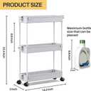 SPACEKEEPER Slim Rolling Storage Cart, 3 Tier Storage Organizer Laundry Room Organizer Mobile Shelving Unit, Multi-Purpose for Kitchen Office Bathroom Laundry Narrow Places, Gray