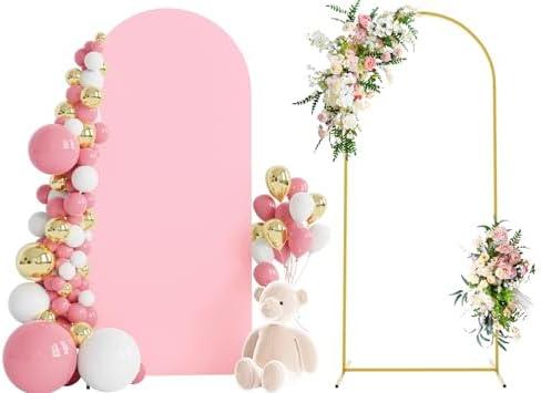 Wokceer 6 FT Wedding Arch Stand and Arch CoverMetal Arch Stand with Arch Stand Cover for Birthday Party Wedding Ceremony Bridal Baby Shower Event Decor