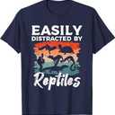 Easily Distracted by Reptiles Herpetology Herpetologist T-Shirt, M