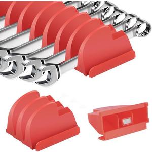48 PCS Magnetic Modular Wrench Organizers for Tool Drawers- Customizable Wrench Rack with Metric & SAE Labels, Tool Storage Holder - Gift for Professional Mechanics Men-Red