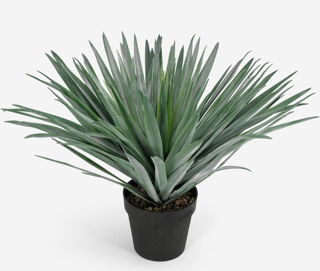 27 inches Tall Artificial Agave Plant in Black Pot with Real Stone Pebbles, 126 Realistic Leaves. Large Faux Plants Indoor and Outdoor.