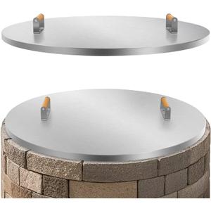 1MORE Firepit Lid Round 38"w/Handle,Metal Firepit Cover.Silver