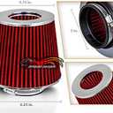 RED Rtunes Racing Universal Clamp-On Air Intake Filter Dry Washable Cone Air Filter Replacement for Car Truck SUV Engine Air Cleaner (3")