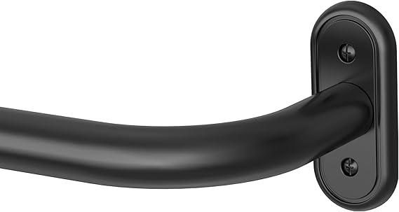 Black Curtain Rods for Windows 66 to 120 Inch, Wrap Around Long Heavy Duty Blackout Window Treatment Rods, 1'' Adjustable Curved Drapery Rod for Indoor Outdoor, All Metal, Aluminium Bracket