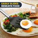 2 Pack Silicone Spatula Set, Solid & Slotted Turner for Non-Stick Pans, High Heat Resistant Silicone Spatula for Cooking, BPA-Free Stainless Steel Cooking Utensils for Fish, Eggs, Pancakes, Black