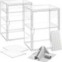 Clear Acrylic Display case for Figures, Acrylic Boxes for Display, Stackable Display Boxes for Collectibles with Magnetic Door and Removable Shelves, Figure Display for Figurines, Pop Figures, Models (HIGH-14.2", Two-pack)