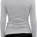 GEMBERA Womens Ribbed Long Sleeve Crewneck Casual Slim Basic Shirts Fitted Knit Tops (Gray), Medium