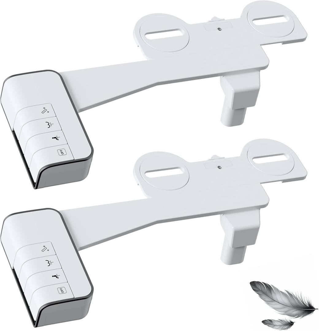 Hibbent 2 Pack Bidet Attachment for Toilet, Non-Electric Dual Nozzle for Frontal & Rear Wash, Adjustable Water Pressure Control, Fresh Water Bidet Toilet Seat, Self Cleaning Water Sprayer, Black