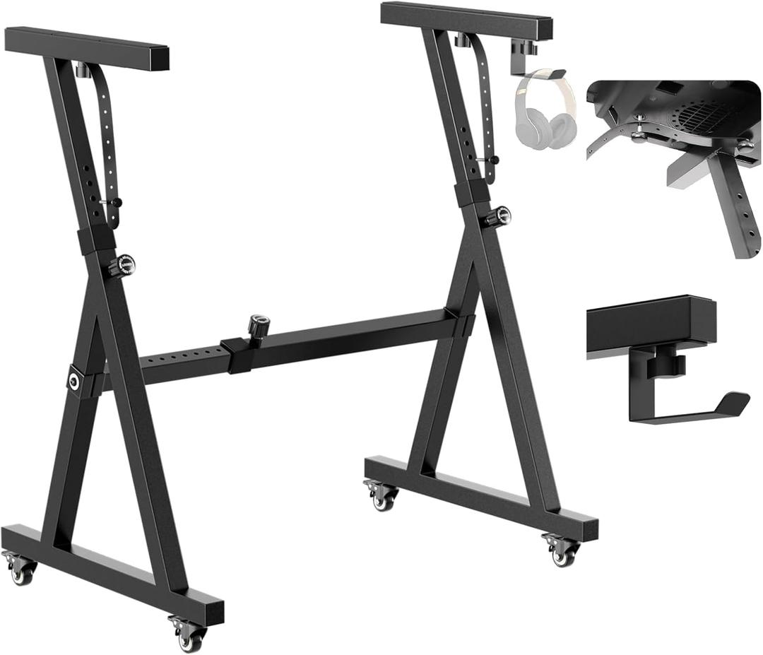 Stands Keyboard Stand with Wheels, Black Z Style Adjustable & Portable Rolling Digital Piano Stand Professional Sturdy Heavy Duty Fits 54/61/76/88 Keys Musical Electric Pianos