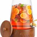 SANYOUNG 2.0 Gallon Glass Drink Dispenser with Spigot - No Assembly Required Leakproof - Beverage Dispenser with Stand, Tapered Pitcher for Lemonade, Sangria, Punch, Tea - Party & Wedding