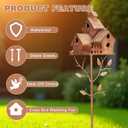 Reallnaive 75" Large Copper Colored Multi-Birdhouse Stakes - Metal Bird Houses Stake with Pole for 4 Bird Families in Each for Christmas Winter Outdoor Patio Yard Garden Decoration