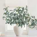 florisso Artificial Greenery Stems for Vase, 5 Pcs Tall Fake Plants Branches Faux Greenery Twigs Leaf for Indoor Home Office Vase Filler for centerpieces, Dark Green