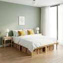 14 IN Full Size Bamboo Platform Bed Frame Wood No Box Spring,Natural | Platform Bed Frame 100% Natural Solid Bamboo Non-Slip Slats Support,Solid Wood Heavy Duty & Noise-Free, Easy Assembly
