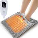 Qoosea Electric Heated Foot Warmers for Men and Women 16"x16" Double Layer with 6 Temperature & 4 Timer Settings Fast Heating for Home Office Under Desk Bed Machine Washable Feet Warmers