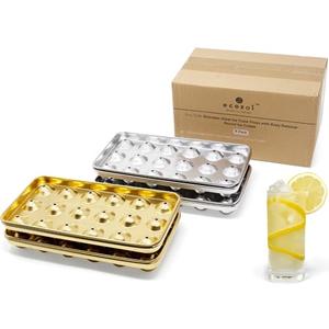 Stainless Steel Ice Cube Trays, 4 Pack with 72 Round Ice Cube Slots - Easy Release, Plastic-Free, Zero Waste