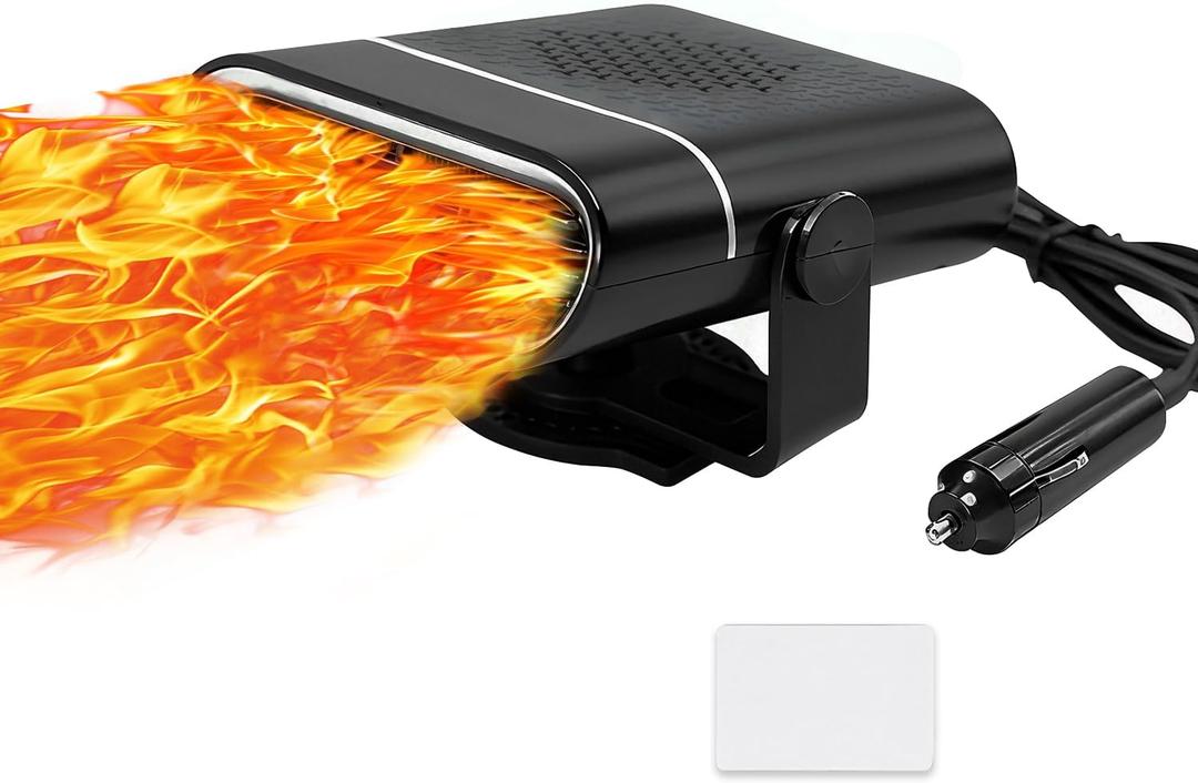 Car Heater 12V 150W, 2-in-1 Defroster and Cooler Fan with 360 Swivel Base, Portable 12 volt heater for Windshield for Car SUV Truck Van RV