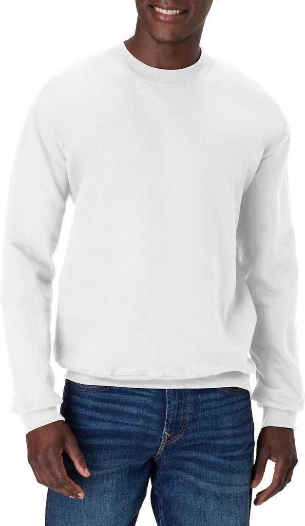Hanes mens Ultimate Sweatshirt, Heavyweight Fleece Sweatshirt, Crewneck Pullover for Men (Small, White)