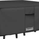 ULTCOVER 600D Tough Canvas Heavy Duty Rectangular Patio Table and Chair Cover - Waterproof Outdoor General Purpose Furniture Covers 111 x 74 inch, Black