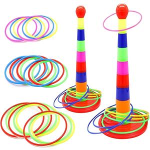 2 Color Columns + 48 Circles, Colorful Happy Circle Game,Children's Play Park, Christmas Party Birthday Party Gift. Suitable for Indoor Holiday Games Family Christmas Party Games