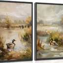 YUFXSTZV Vintage Mallard Duck Pond Wall Art Room Wall Decor 16x24 Unframed, 16x24 posters