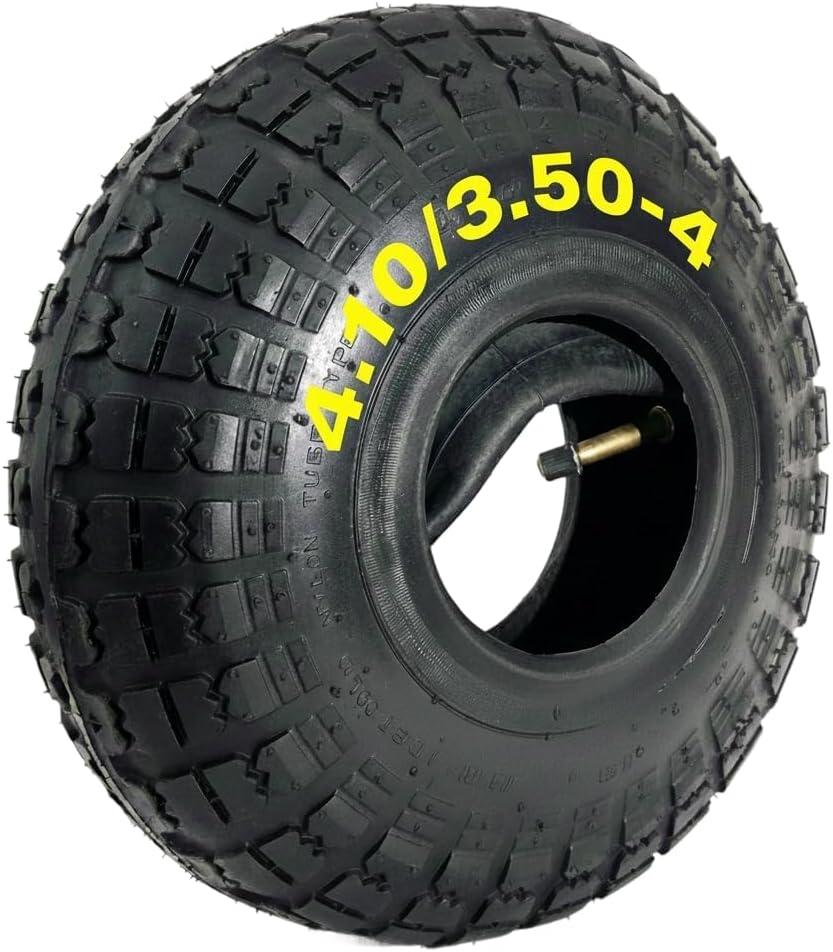 Potreba Tire & Inner Tube Set 4.10/3.50-4 (Fits 3.00-4) 10" Pneumatic Wheel Kit for Wheelbarrow, Hand Trolley, 4" Rim, 2 Pack