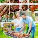 Portable Charcoal Grill, Folding Barbecue Grill with Storage Shelf, 39" x 13.39"x 27.56" Stainless Steel BBQ Smoker Barbecue Tool Kits for Outdoor Cooking Camping Hiking Picnics Backpacking (Large)