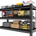 48" W Storage Garage Shelving: 1,500 Lbs Heavy Duty Steel Metal Utility Shelves, 3 Tier Adjustable Rack Units Black 48" W x 16" D x 36" H