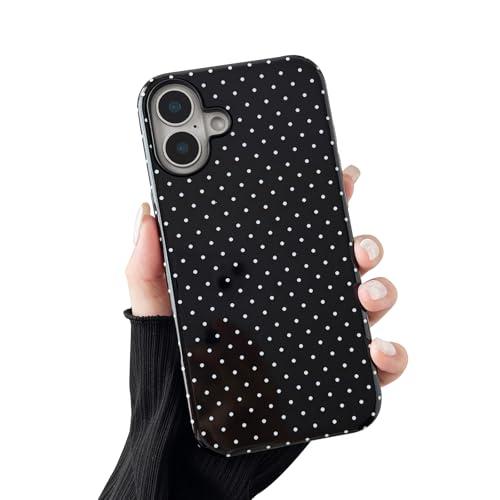 Sayoaho Compatible with iPhone 17 Case, Fashion Cute Polka Dot Pattern Aesthetic Design for Women, Soft TPU and Hard Back Shockproof Phone Case for iPhone 17 6.3 inch, Black