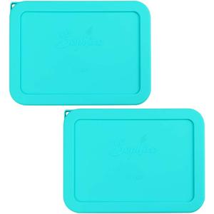 Sophico 3 Cup Rectangle Silicone Storage Cover Lids Replacement for Pyrex 7210-PC Glass Bowls, Container not Included (MINT, 2 Pack)