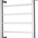 Towel Warmer Brushed Nickel for Bathroom Wall Mounted Bath Towel Heater Plug-in Square 6 Bars Drying Rack Stainless Steel Electric Heated Towel Rack 80W 27.48x21.57x2.17inches ETW13