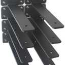 8 Pack - 8 Inch Black Hidden L Shelf Bracket (1/5 Inch Thicked) Iron Floating Shelf Brackets Rustic Industrial Metal Brackets for Shelf Support