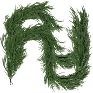 6FT Artificial Norfolk Pine Garlands for Christmas Decorations,Real Touch 2 PCS Winter Faux Greenery Garlands for Mantel Table Stair Fireplace Wall Holiday Indoor Outdoor Decor