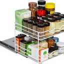 HOLDN STORAGE White Spice Rack Organizer for Cabinet, Heavy Duty, Pull Out Spice Rack, Spice Organization 10.5" W x 10.4" D x 8.8" H - Spice Racks for Inside Cabinets.