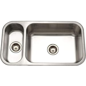 Houzer Elite Stainless Steel Kitchen Sink: 31 Inch Undermount 80/20 Small Left Double Bowl Sink with Strainer, Durable & Versatile, Essential for Home & Apartment: HD-3118-1, 31-1/2" x 17-15/16" x 8"