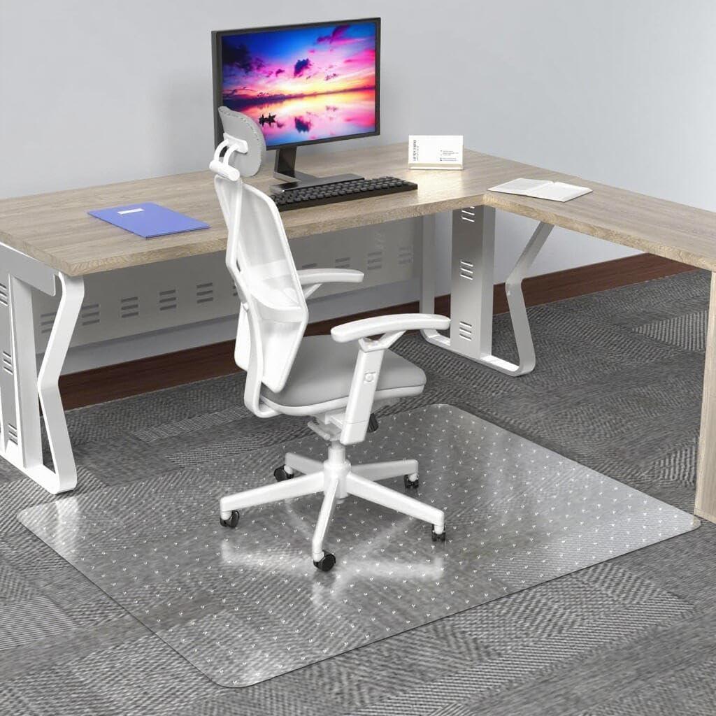 Office Chair Mat for Carpets - 35 x 55 Clear Carpet Chair Mats for Low Pile Carpeted Floors Home Office, Studded Floor Mat for Office Chair on Carpet