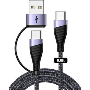 USB C to USB C 60W Fast Charging Cords 3ft 2-in-1 USB-A/C to Type C Charger Cord Compatible with Galaxy S21 S10 S9 Note20