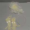 Fascinators Hat Clip Hat Wedding Cocktail Tea Party Headwear and Short Lace Bowknot Gloves for Women (Medium, Beige)