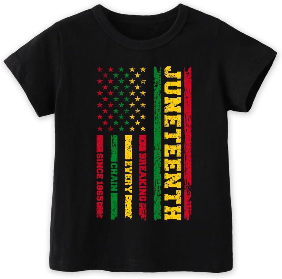 Juneteenth Shirts for Kids  Short-Sleeve T-Shirt for Boys & Girls, Ages 2-8, Celebrate Juneteenth Black History (Black)