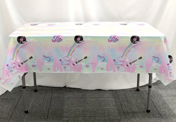 3 Pack Singer Party Tablecloth, Music Birthday Party Tablecloth, Rock and Roll Theme, 6 x 3.6 ft