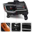 Huray HID Headlight Assembly for Jeep Grand Cherokee 2014-2016 [Only for Xenon Type] [Black Housing] OE Projector Headlamp w/LED DRL Bulbs Right Passenger Side (RH)