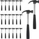 20 Pcs Mini Claw Hammer Bulk 6.5 Inch Solid Tubular Small Safety Hammer with Non-Slip Rubber Handle Lightweight for Woodworking Hanging Pictures DIY Crafts Jewelry Making Tools