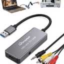 USB Video Capture Adapter, VHS to Digital Converter,Video Capture Card for VHS,RCA,HI9,hdmi for Video Streaming Convert VHS/DVD to Digital Format, RCA/S-Video/HDMI Input Optimized Version