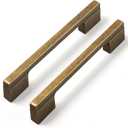 Goo-Ki 6-Park Vintage Brass Drawer Handles 3-3/4 in96mm or 5 in (128mm) Hole Centers Straight Bar Pull,Antique Brass Solid Cabinet Pulls for Kitchen Cabinets and Dresser Drawers 1816-GT-96