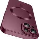 LEKEVO Magnetic for iPhone 14 Case [Compatible with MagSafe][Built-in Camera Lens Protector] Slim Soft Silicone Bumper Shockproof Metallic Luster Phone Case (Burgundy)