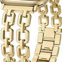 Wearlizer Compatible with Apple Watch Bands 41/40/38/44/45/46/49/42mm Women, Dressy Fancy Metal Chain Pretty Strap Designer Gold Silver Bracelet for iWatch Series