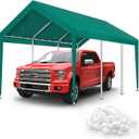 10x20FT Carport Canopy Replacement Cover Heavy Duty Waterproof & UV Protected, All Weather Car Shade Canopy with Ball Bungees (Green, 10'x20')
