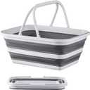 Monozuki Collapsible Sink 4.8Gal/18.1L, Heavy Duty Foldable Basin with Handles for Camping, Car Wash, Kitchen – Also Use as Storage Basket for Home, Garage, RV(Grey)