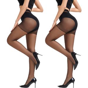 SKYASIA Sheer Control Top Pantyhose for Women,Run Resistant Reinforced Toes Legg Silky High Waist Tights (Medium, Black)