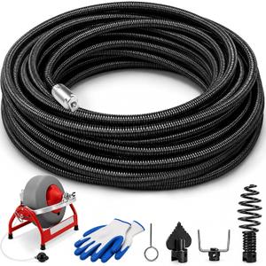 87597 C-45IW Inner 1/2" X 75' 45IW Solid Core Clean Snake Cable for RIDGID
K-3800 & K-400 Drum Machines, Heavy Duty Plumbing Auger Sewer Snake for 2"–4" Lines, 87597 1/2-Inch x 75-Feet C-45IW Solid Co